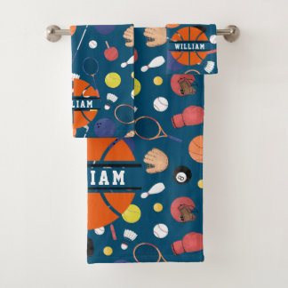 Niedlicher moderner Sportmeister Personalisiert Ki Badhandtuch Set
