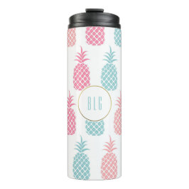 Niedlicher, moderner Tropischer Ananas-Monogramm-T Thermosbecher