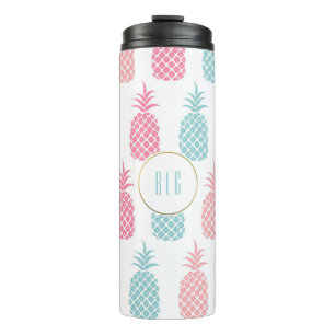 Niedlicher, moderner Tropischer Ananas-Monogramm-T Thermosbecher