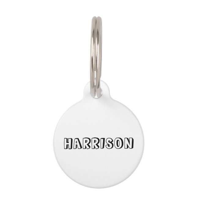 Niedlicher moderner Typograf Name Kontaktinformati Haustiermarke (Vorderseite)