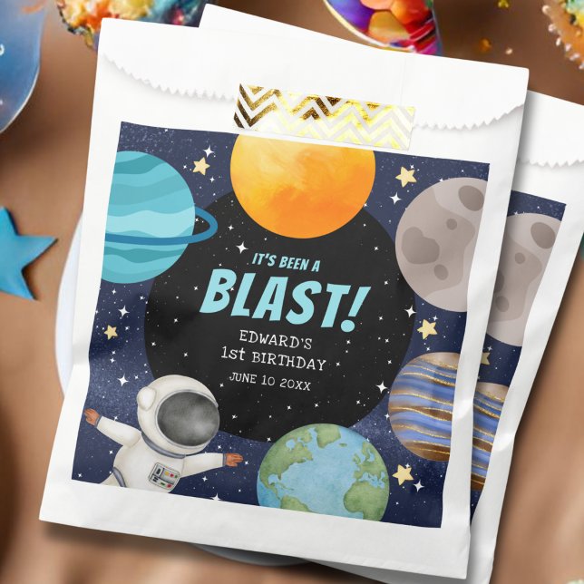 Niedlicher moderner Weltraum 1. Geburtstag Geschenktütchen (Von Creator hochgeladen)
