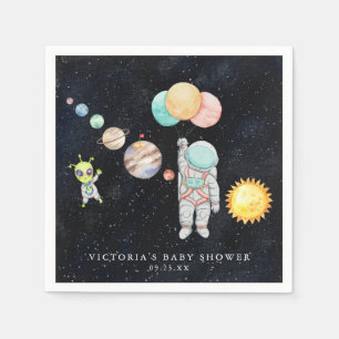 Niedlicher moderner Weltraum-Astronaut-Alien Bab Serviette
