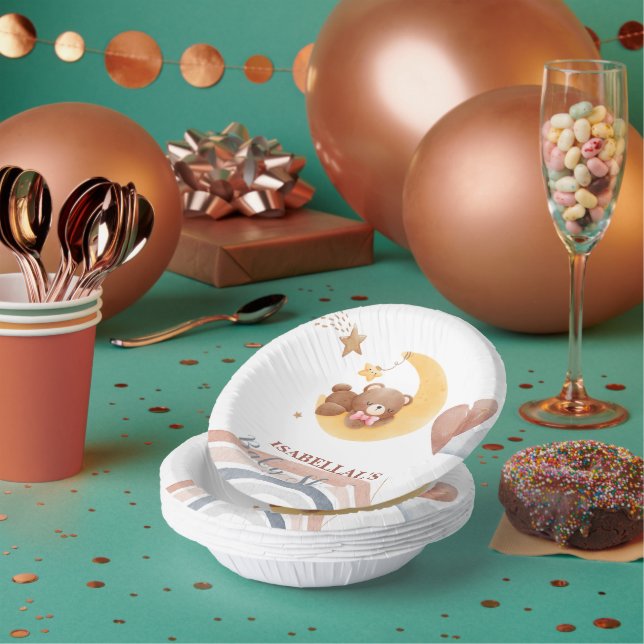 Niedlicher Mond Bärenjunge aus Afrika duschen Pappteller (Multi)