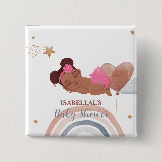 Niedlicher Mond Star Afrikanische Kinderdusche Button (Vorderseite)