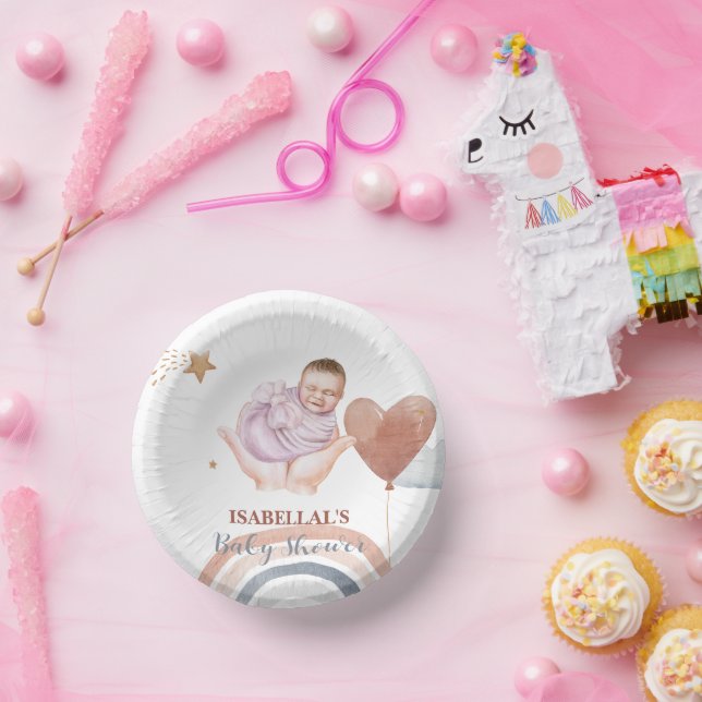 Niedlicher Mond Star Afrikanische Kinderdusche Pappteller (Party)