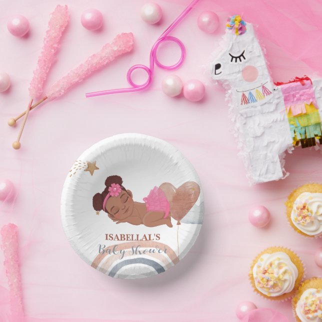 Niedlicher Mond Star Afrikanische Kinderdusche Pappteller (Party)