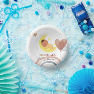 Niedlicher Mond Star Afrikanische Kinderdusche Pappteller