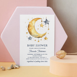 Niedlicher Mond & Sterne Babydusche Einladung