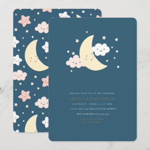 Niedlicher Mond und Star Baby Shower Einladung Mar