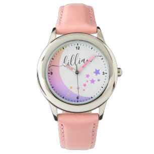 Niedlicher Mond und Sterne Weißer Regenbogen Ombre Armbanduhr