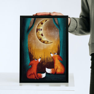 Niedlicher Mondnachtswald - Naturkids-Kinderzimmer Poster