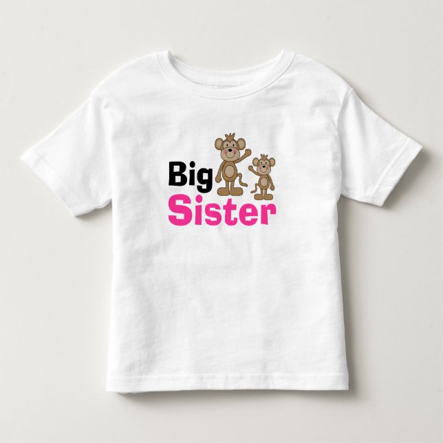 Niedlicher Monkey Big Sister Kleinkind T-shirt (Vorderseite)