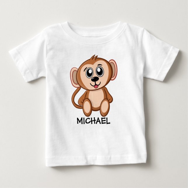 Niedlicher Monkey Dschungel Cartoon Zoo Safari Nam Baby T-shirt (Vorderseite)