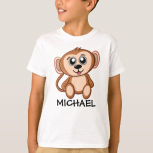 Niedlicher Monkey Dschungel Cartoon Zoo Safari Nam T-Shirt