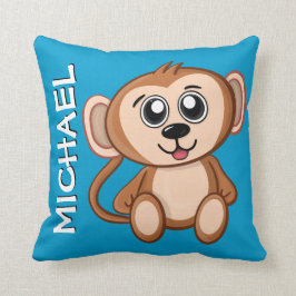Niedlicher Monkey Jungle Blue Cartoon Regenwaldnam Kissen