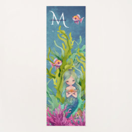 Niedlicher Monogramm Name Mermaid Yogamatte