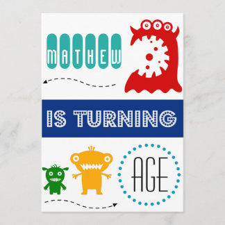 Niedlicher Monster-Geburtstagsaufenthalt Einladung