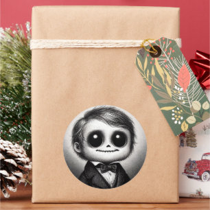 Niedlicher Monster Spooky Horror Antike Illustrati Runder Aufkleber