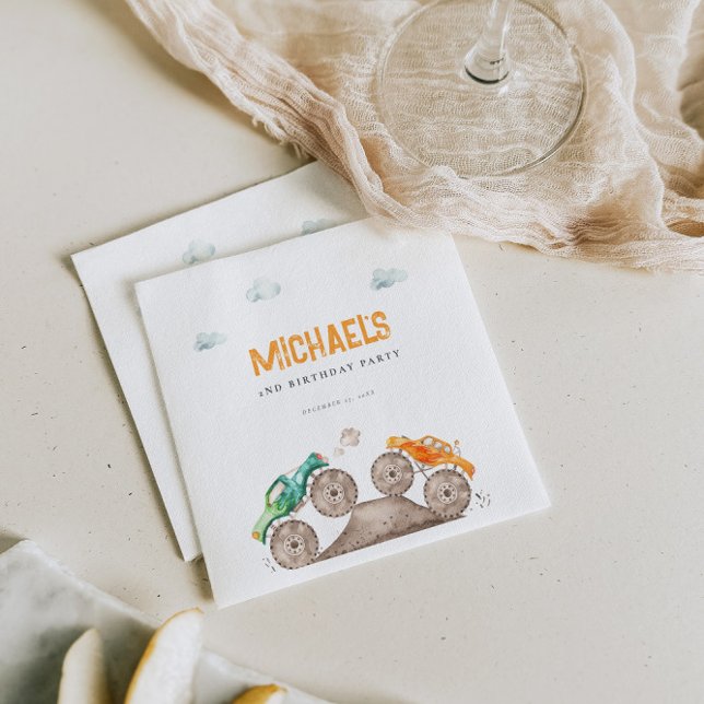 Niedlicher Monster Trucks Geburtstag Serviette (Von Creator hochgeladen)