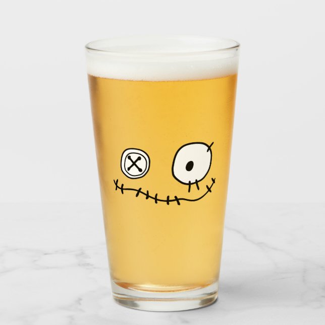 niedlicher Monsterkartoonzeichner Hallowing Glas (Vorne (Gefüllt))