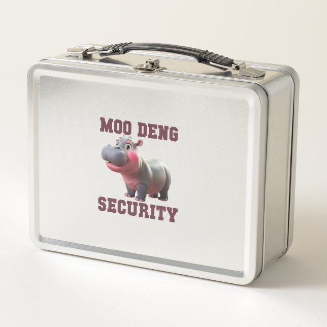 Niedlicher MOO DENG SECURITY Vater Baby Hippo Papa Metall Brotdose (Vorderseite)
