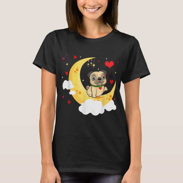 Niedlicher Mops am Mondwald T-Shirt (Vorderseite)
