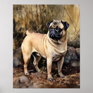 Niedlicher Mops Dog Art Print Poster
