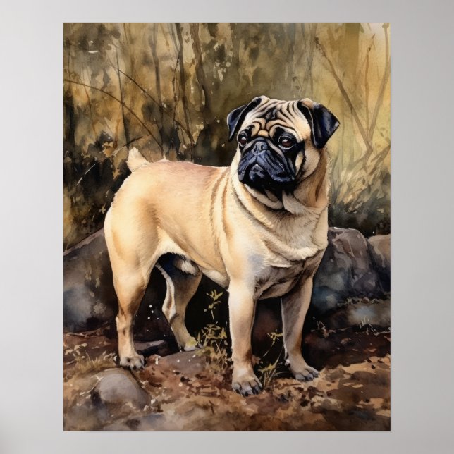 Niedlicher Mops Dog Art Print Poster (Vorne)