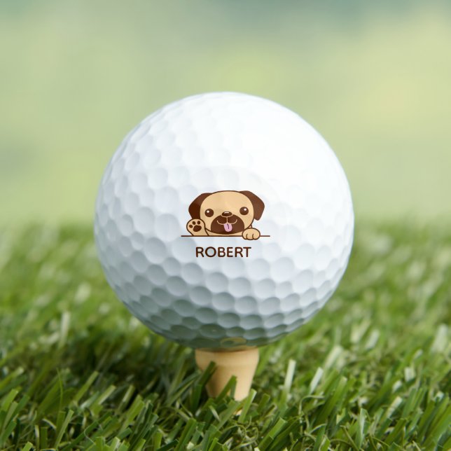Niedlicher Mops Dog Individuelle Name Golfball (Insitu T-Shirt)