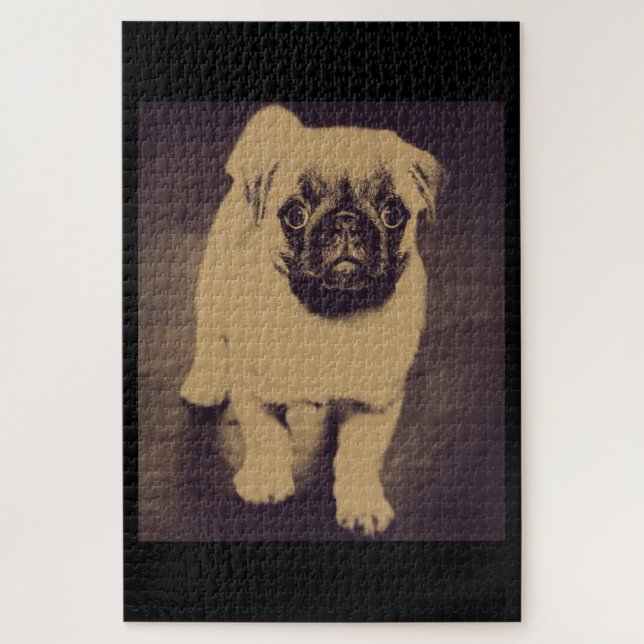 Niedlicher Mops Dog Portrait Puzzle (Vertikal)