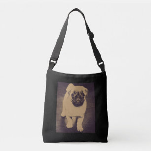 Niedlicher Mops Dog Portrait Tragetaschen Mit Langen Trägern