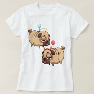 Niedlicher Mops Engel/Teufel T-Shirt