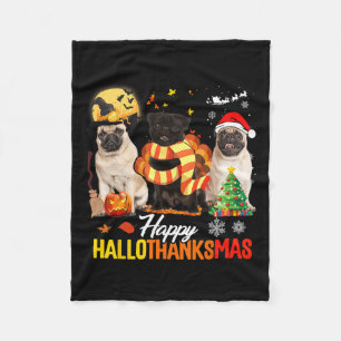 Niedlicher Mops Frohe Hallothanksmas Halloween Tha Fleecedecke