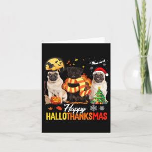 Niedlicher Mops Frohe Hallothanksmas Halloween Tha Karte