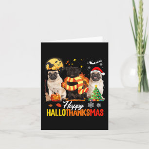 Niedlicher Mops Frohe Hallothanksmas Halloween Tha Karte