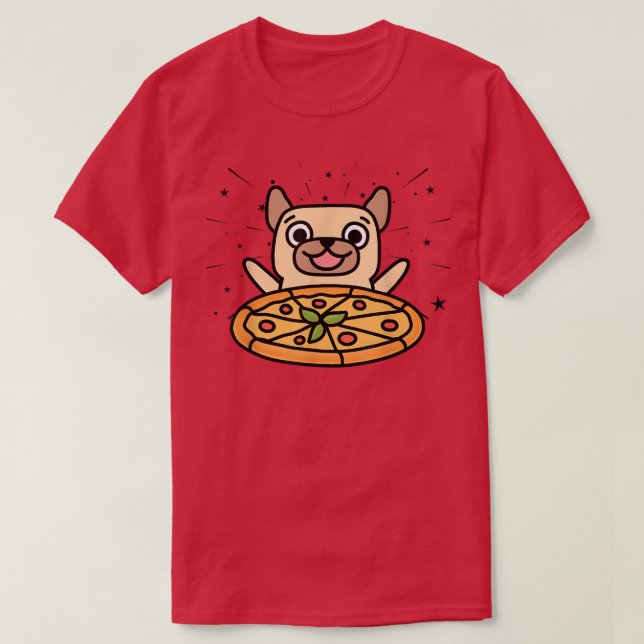 Niedlicher Mops Graphic Pizza Lover Eating Italian T-Shirt (Design vorne)