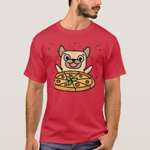 Niedlicher Mops Graphic Pizza Lover Eating Italian T-Shirt