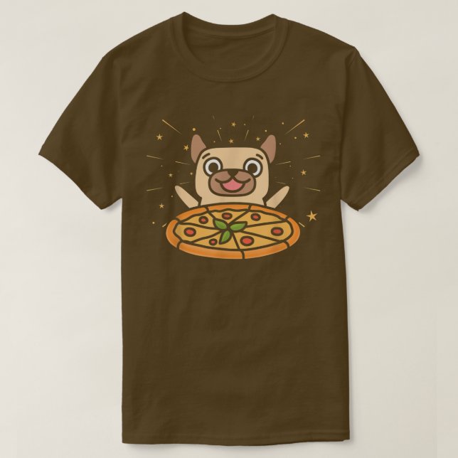Niedlicher Mops Graphic Pizza Lover Eating Italian T-Shirt (Design vorne)