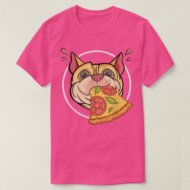 Niedlicher Mops Graphic Pizza Lover Eating Italian T-Shirt (Design vorne)