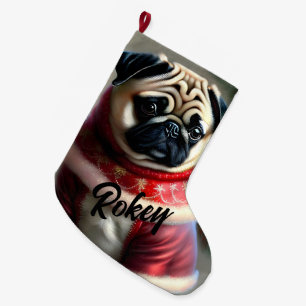 Niedlicher Mops Großer Weihnachtsstrumpf