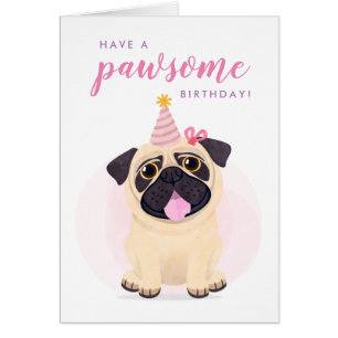 Niedlicher Mops Happy Birthday Card