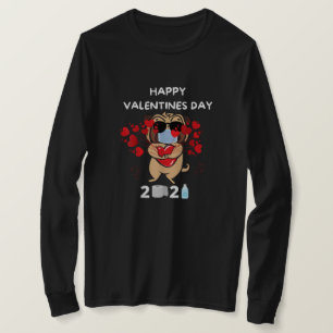 Niedlicher Mops Herzgefühl Maske Happy Valentinsta T-Shirt