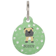 Niedlicher Mops Hund anpassbarer Name Pet ID-Tag