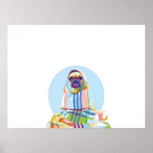 Niedlicher Mops Hund farbenfroh in Blanket Poster