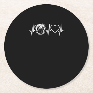 Niedlicher Mops Hund Herzschlag Lieblicher Mops Hu Runder Pappuntersetzer