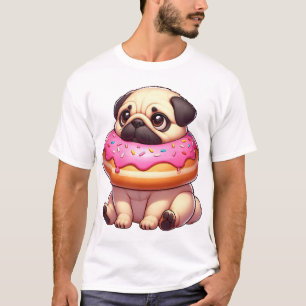 Niedlicher Mops-Hund mit Donut als Snack-Nachtisch T-Shirt