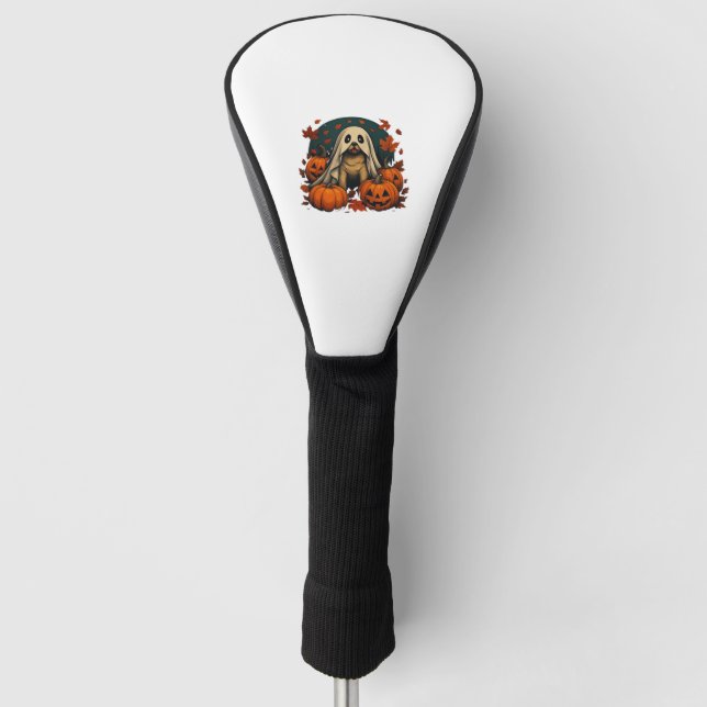 Niedlicher Mops Hund mit Kürbiskins fallen Hallowe Golf Headcover (Vorderseite)