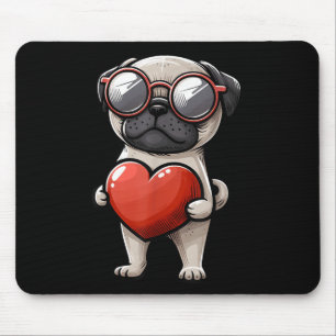 Niedlicher Mops Hund Valentinstag 14. Februar Klei Mousepad