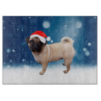 Niedlicher Mops Hund Weihnachten Weihnachtsmannmüt