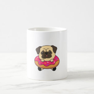 Niedlicher Mops Hund Welpen Loaf of Donut Pink Kaffeetasse